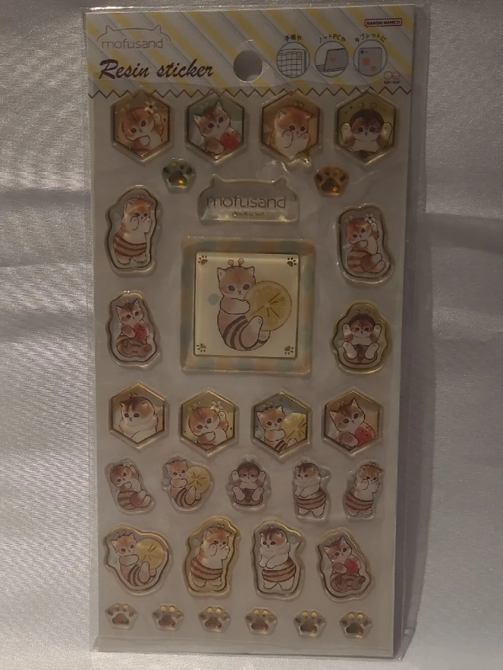NWT Mofusand Cat Resin Sticker Sheet & Flower Nyan Eco Bag Bundle